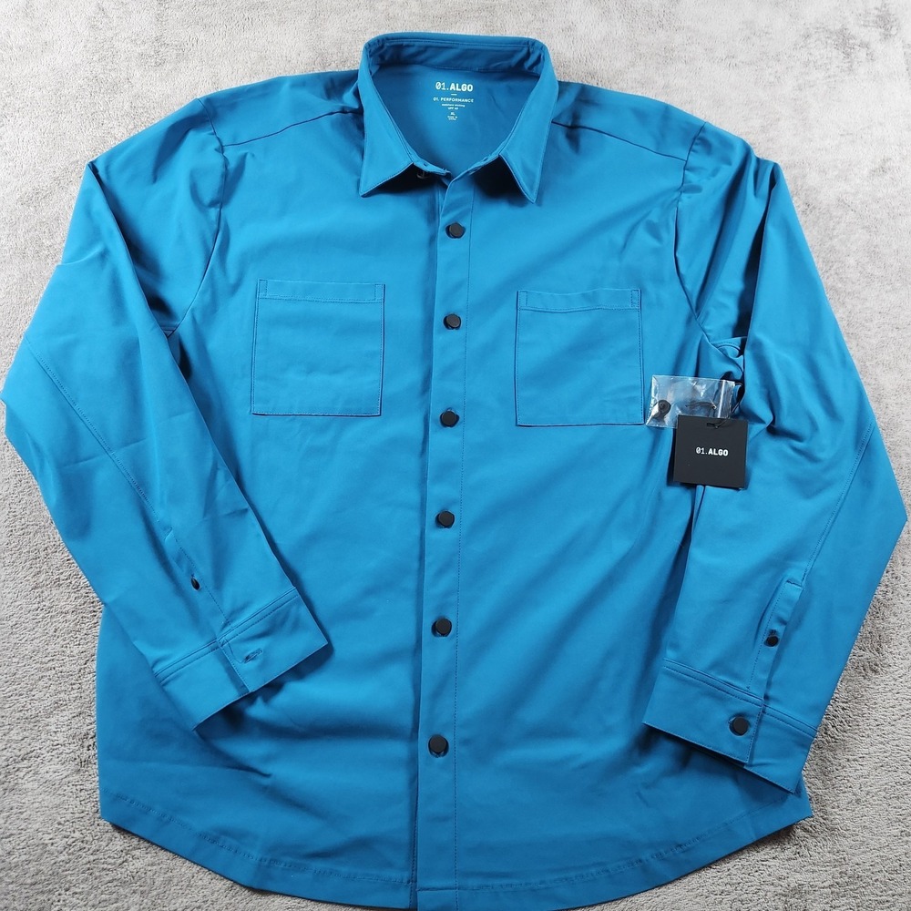 01 Algo Performance Button Up Shirt Mens XL UPF 40 Moisture Wicking Long Sleeve